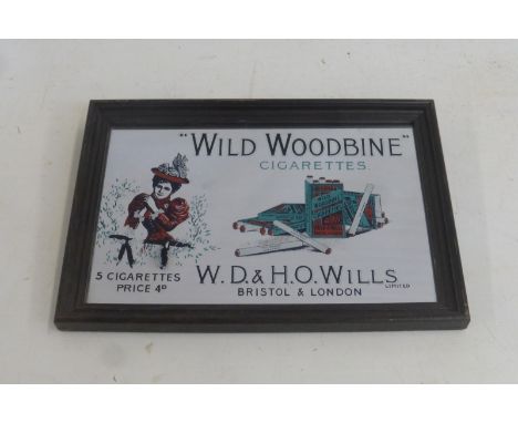 A small Wild Woodbine Cigarettes pictorial advertising mirror, 13 1/2 x 9 1/2".