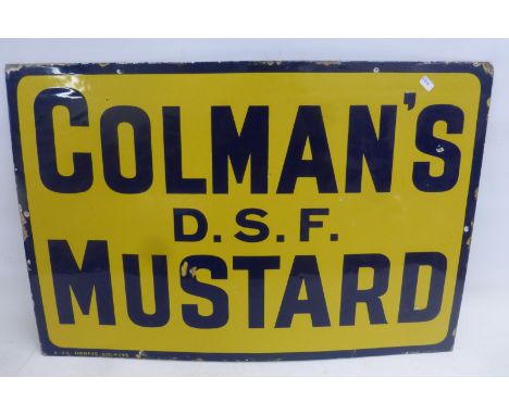 A Coleman's D.S.F. Mustard rectangular enamel sign, in excellent condition, 24 x 16".