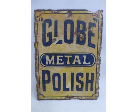 A small Globe Metal Polish enamel sign, 5 x 7".