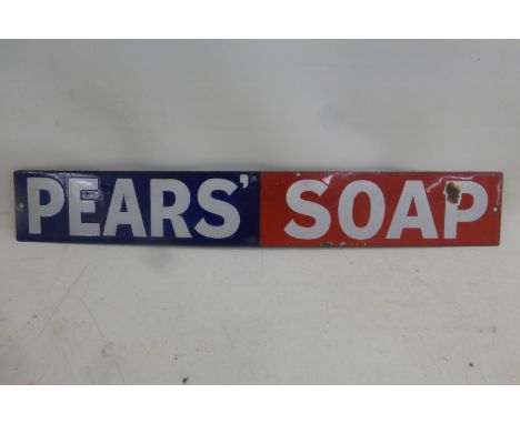 A Pears' Soap rectangular enamel strip, 18 1/2 x 2 3/4".