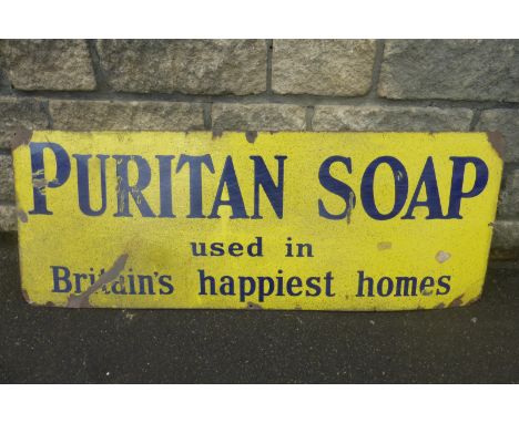 A Puritan Soap rectangular enamel sign, 48 x 18".