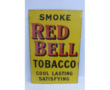 A Red Bell Tobacco rectangular enamel sign in good condition, 24 x 36". 