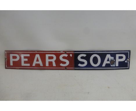 A Pears' Soap rectangular enamel strip, 18 1/2 x 2 3/4".