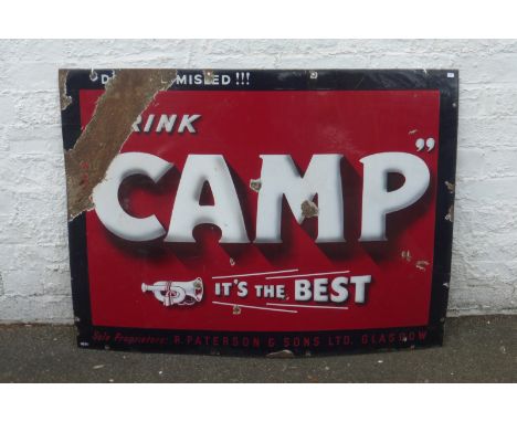 A Camp Coffee rectangular enamel sign - Sole Proprietors R. Paterson & Sons Ltd. Glasgow, 40 x 30".