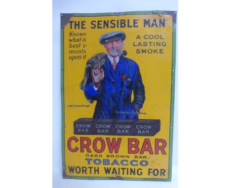 A rare Crow Bar Tobacco pictorial enamel sign by Murraysons & Co. Ltd Belfast, 24 x 36".