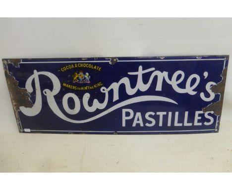 A Rowntree's Pastilles rectangular enamel sign with royal crest, 24 x 9".