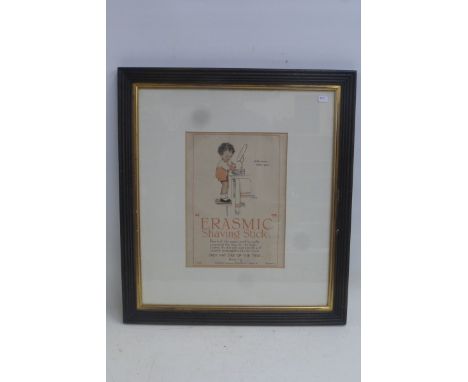 A framed and glazed advertisement after a design by Mabel Lucie Attwell titled Erasmic Shaving Stick, 17 1/2 x 19 1/2".