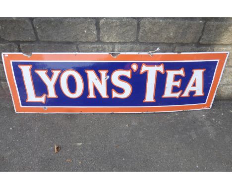 A Lyons' Tea rectangular enamel sign with very good gloss, 59 x 17 3/4".