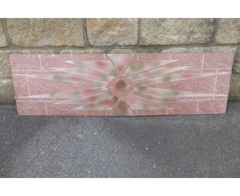 An Art Deco enamel fireplace grate, signed, 42 x 12"