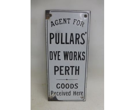 A Pullars' Dye Works of Perth rectangular enamel finger plate, 4 x 9".