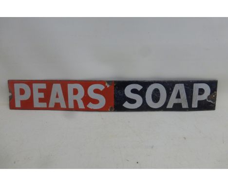 A Pears' Soap rectangular enamel strip, 18 1/2 x 2 3/4".