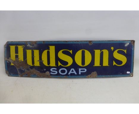 A small Hudson's Soap rectangular enamel sign, 29 x 8". 