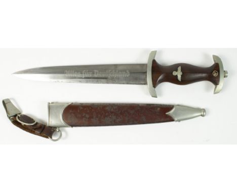 German WW2 SA Dagger with Scabbard and Hanger. Blade maker marked 'J.P.Sauer & Sohn Suhl. Gegr.1751'.  