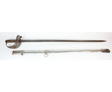 Sword 1887 pattern heavy cavalry officers in metal plated scabbard.
