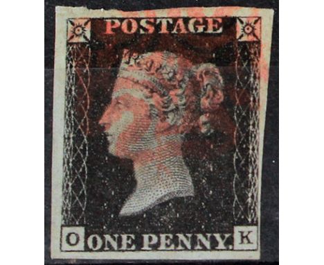 GB - 1840 Penny Black Plate 1b (O-K) four good to large margins, no faults, very fine used, comes with Karl-Albert Louis cert