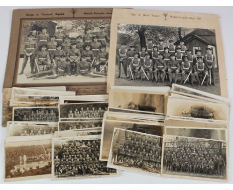 Welsh Guards interest - collection of postcards inc Squad, Portrait, etc, plus 2x large Squad photos, mostly WW1 era  (approx