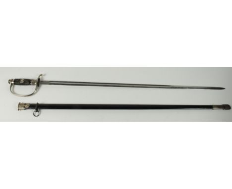 German SS Sword with metal scabbard. Vendor states: some replacement parts