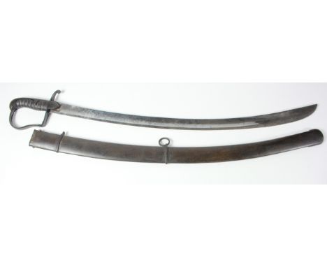 Good 1796 Pattern, Light Cavalry Officers sword. Curved blade 33". Good etchings, Signed 'Thos Gill. Warranted Never To Fail'