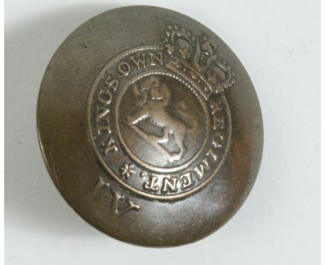 Button - 4th (The King’s Own) Regiment of Foot, Officer’s gilt button c. 1808.  Marked on back "Treble Gilt" and "E.B. & Co."