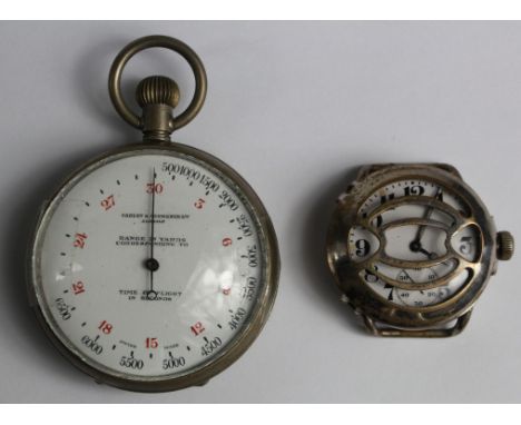 Carley & Clemence Ltd Time of Flight watch, stamped to reserve 'No2 Mark 1, QF PR 13 9 Cwt. (Mark 1) 1916 Reg N 106' and with