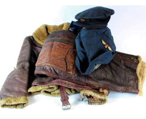 RAF WW2 Ervin leather flying jacket with leather flying trousers RAF early WW2 pilots jacket with pilots wings & scarce South