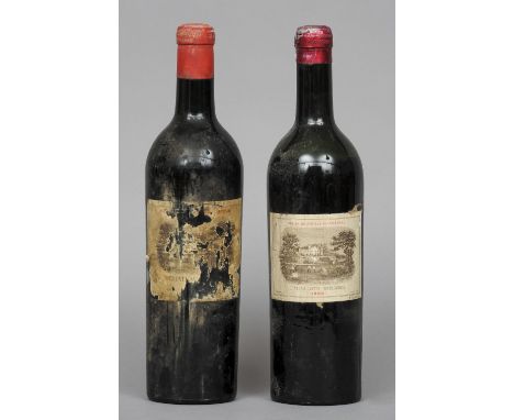 Chateau Lafite-Rothschild 1922
Single bottle; together with Chateau Lafite, unknown vintage, single bottle.  (2) CONDITION RE