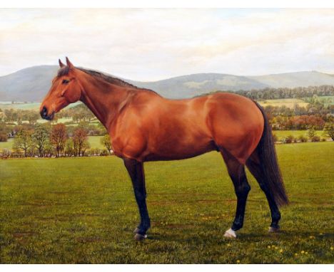 JESSICA BROWN (20th century) British
Portrait of a Horse in Landscape
Oil on board
Signed
49 x 38.5 cm, framed CONDITION REPO