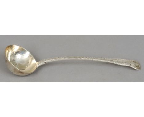 A 19th century silver ladle, assay and date marks indistinct, maker's mark of John & Henry & Charles Lias
Kings pattern.  35.