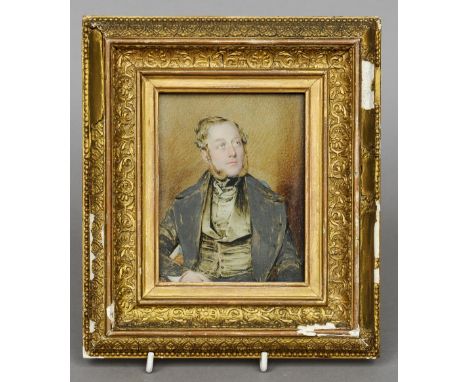 ENGLISH SCHOOL (19th century)
Portrait Miniature of a Gentleman With Sideburns
Watercolour on ivory
10 x 13 cm, framed and gl