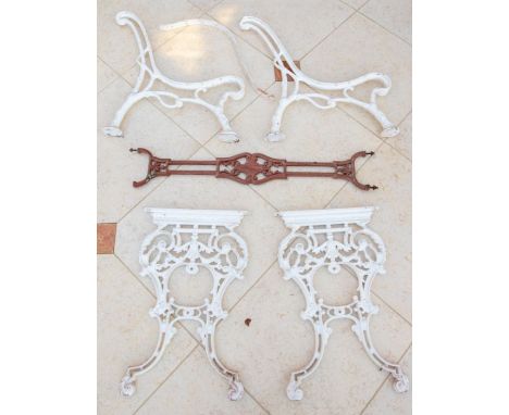 Parts of a cast iron bench and table Please note this item is at an offsite location, buyers will be notified of the location