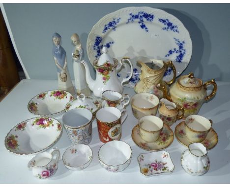 collection of ceramics , including a Victorian part tea service , platter , Royal Albert Old country roses , Royal Crown Derb