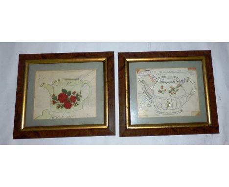 2 original teapot design drawings for Wood & son Burslemframe sizes 38.5 cm x 33.5 cm (2)