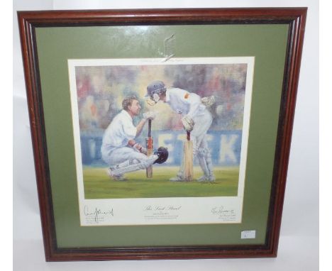 Cricket interest , a limited edition print number 153 of 351 , titled the last stand by Jack Russell , talking tactics in the