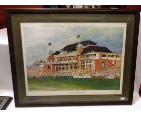 Cricket Limited edition print , number 59 of 150 signed copies , signed by Mike Atherton , of the 3rd Cornhill insurance test