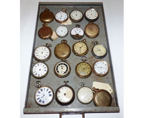 A collection of ex watch makers stock of pocket watches , some silver and gold plated All sold as seen