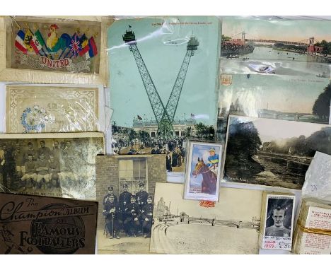 Collection of cigarette cards and postcards. To include a small range of Nottinghamshire &amp; Derbyshire interest postcards,