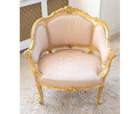 A mid 20th century Louis XV style saloon armchair, 71cm H x 71cm W x 53cm DPlease note this item is at an offsite location, b