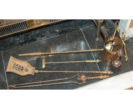 A collection of fire tending equipment, including:- tongs, shovels brushes etc (9)Please note this item is at an offsite loca