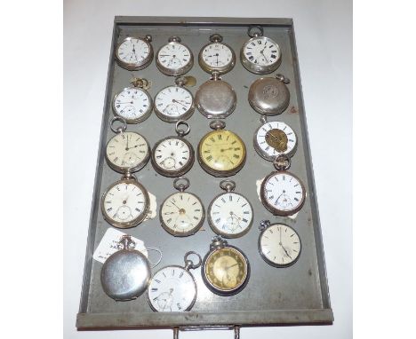 A collection of ex watch makers stock of pocket watches , mostly silverAll sold as seen