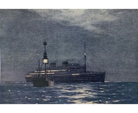 by Norman Wilkinson CBE British, three limited edition prints of ships printed by James Haworth & Brother LTD London, unframe