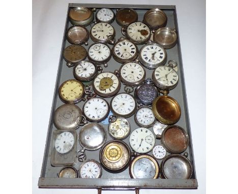 A collection of ex watch makers stock of pocket watches , mostly silverAll sold as seen