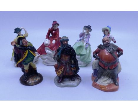 7 small Royal Doulton figures , Town crier , Good King Wenceslas , Falstaff , Christmas morn , Emma , Buttercup and Top o the