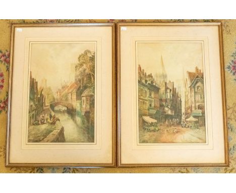 C.J. Keats (British, 19th Century) A pair of watercolour city scenes, both mounted, framed and glazed, frame size 72cm x 52cm