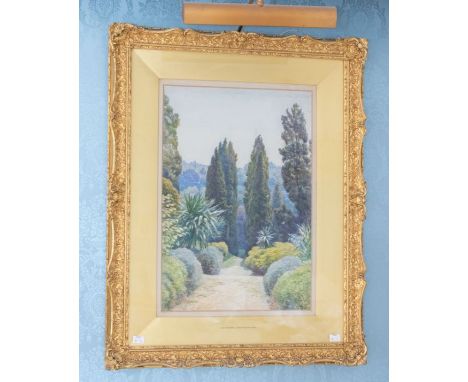 Sir Edward J. Poynter GCVO, PRA (British, 1936-1919) Watercolour, a garden landscape, framed, mounted and glazed, frame size 