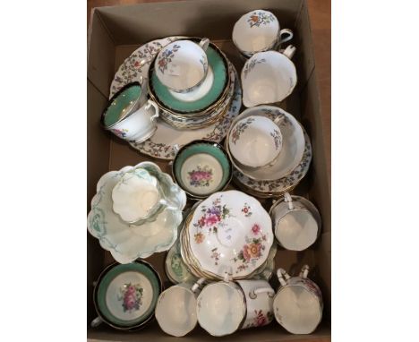 A Copeland's Spode "Summer Blossom" part tea service, a Crescent china part tea service and a Royal Crown Derby coffee servic