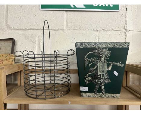 Waste paper bin together with a mesh work planter