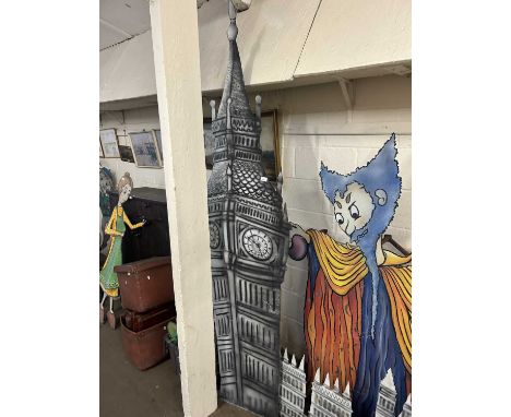 Cut out sheet metal model of Big Ben, originally from the snails ride, Great Yarmouth