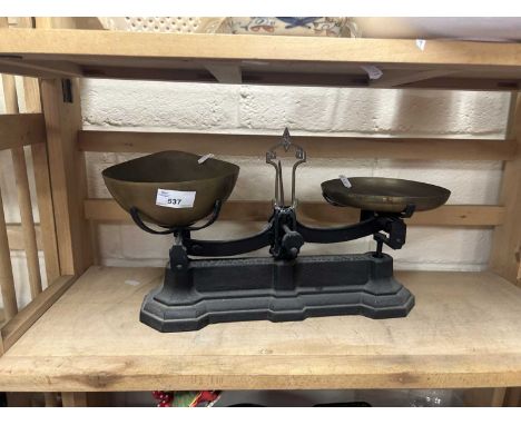 Vintage brass and iron kitchen scales