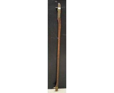 Railwayana - a brass mounted mahogany railway engine tool, possibly for setting locomotive tracking, inset plate stamped LMS 
