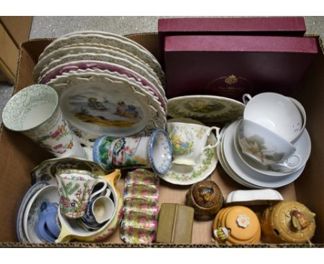 Ceramics - a Royal Doulton Brambly Hedge teacup, saucer and tea plate, Spring; continental ribbon plates; a pair of Royal Wor